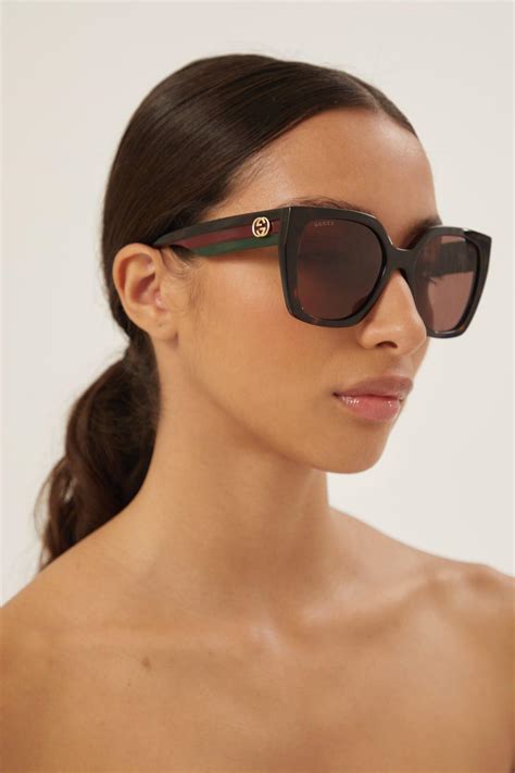 occhiali sole gucci havana|Havana light acetate sunglasses in black acetate .